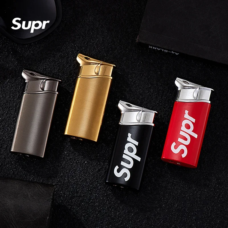 Schuine vlampijpaansteker, open vlam butaan hervulbare metalen aansteker, geschikt voor tabaksnippers, droge rookontsteking