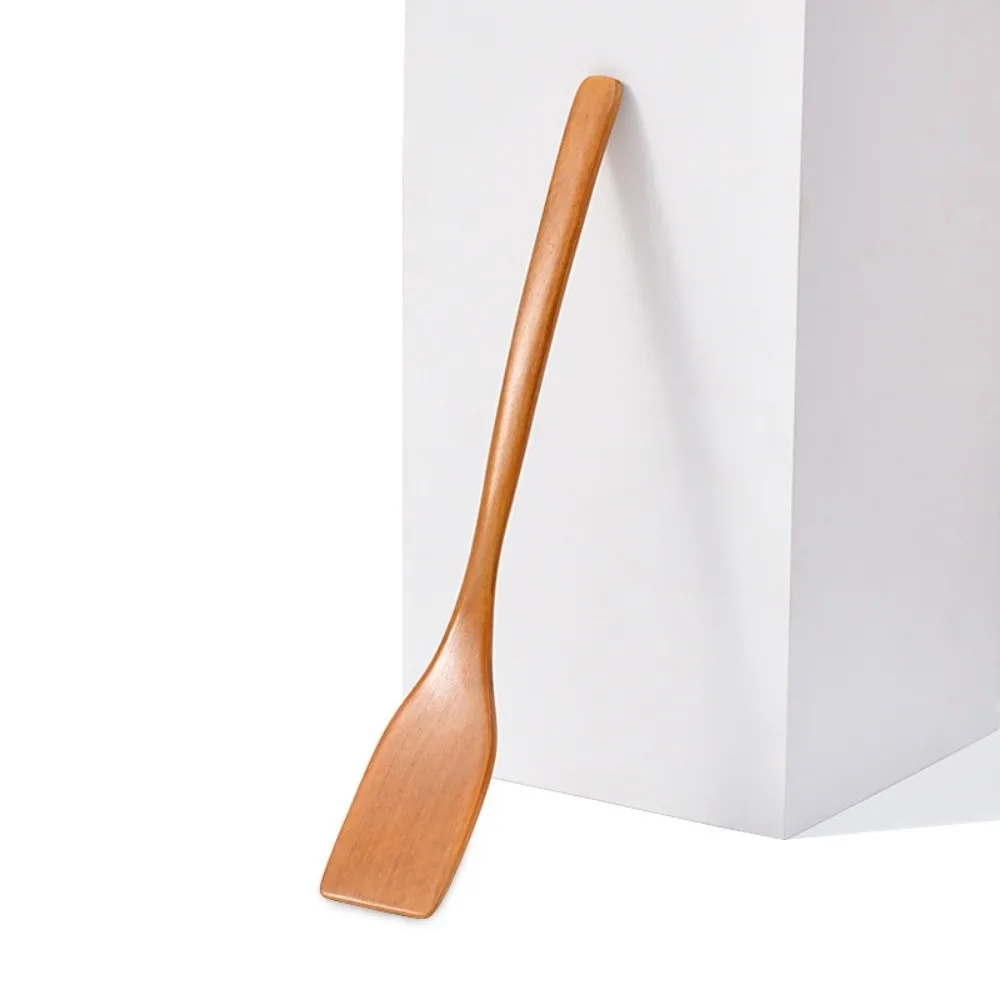 Portable Mini Wooden Spatula Smooth Surface Long Handle Cooking Shovel Solid Build Grilling Spatula Steak Frying