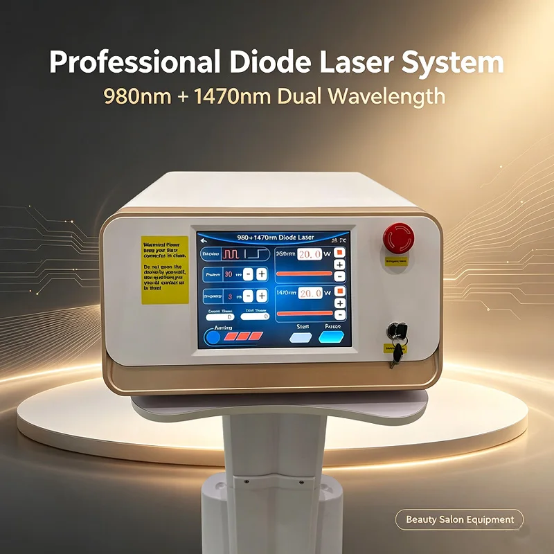 Double Wavelength 40W 980 And 1470 Fiber Optic Diode Laser Professional Body Sculpting Machine Anti Cellulite Fat Loss Device