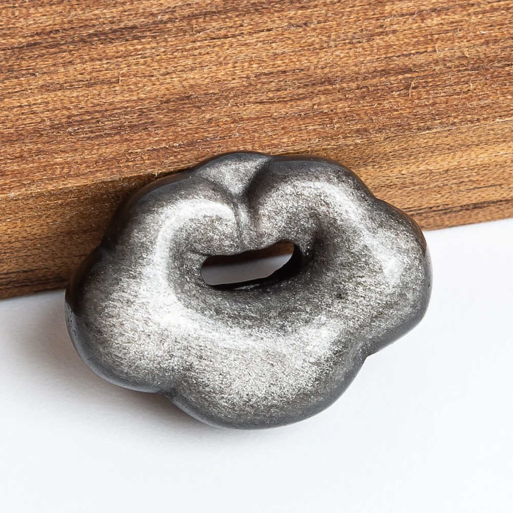 

5PCS Genuine Silver Obsidian Ruyi Lock Pendant 17x23x9mm Chinese Blessing Amulet for Jewelry Making Necklace DIY Accessories