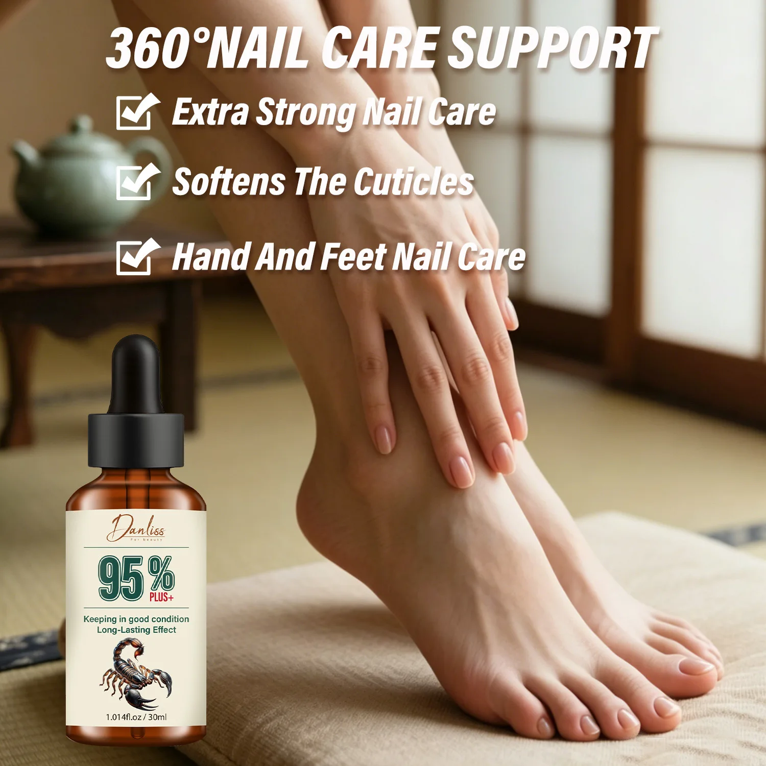 95% Plus+ Scorpion Venom Nail Care Serum -Strengthening Treatment with Jojoba, Sweet Almond Oil & Vitamin E. view 3