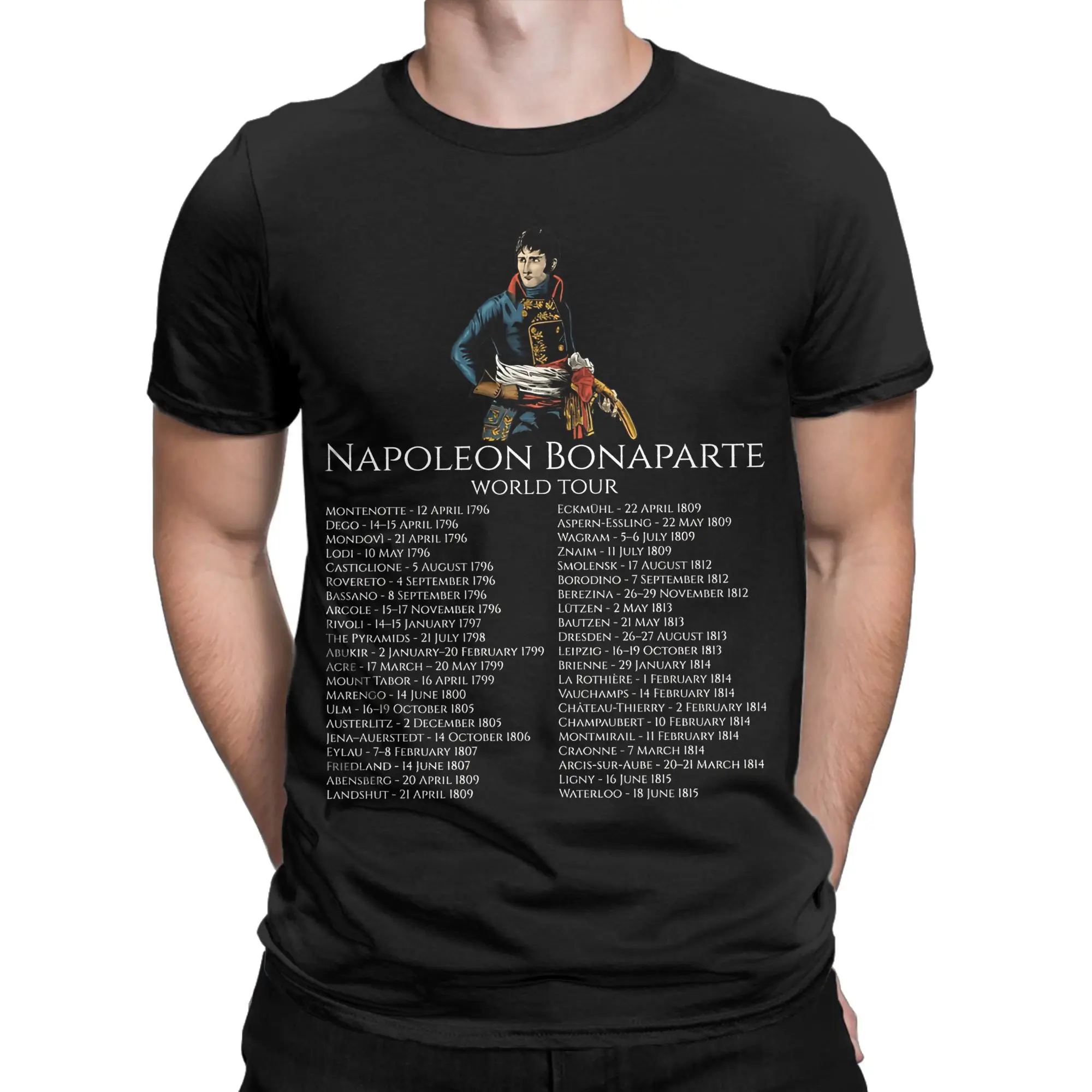 Men Napoleon Bonaparte World Tour History T Shirts  100% Cotton Tops Fashion Short Sleeve Round Neck Tees Summer T-Shirt
