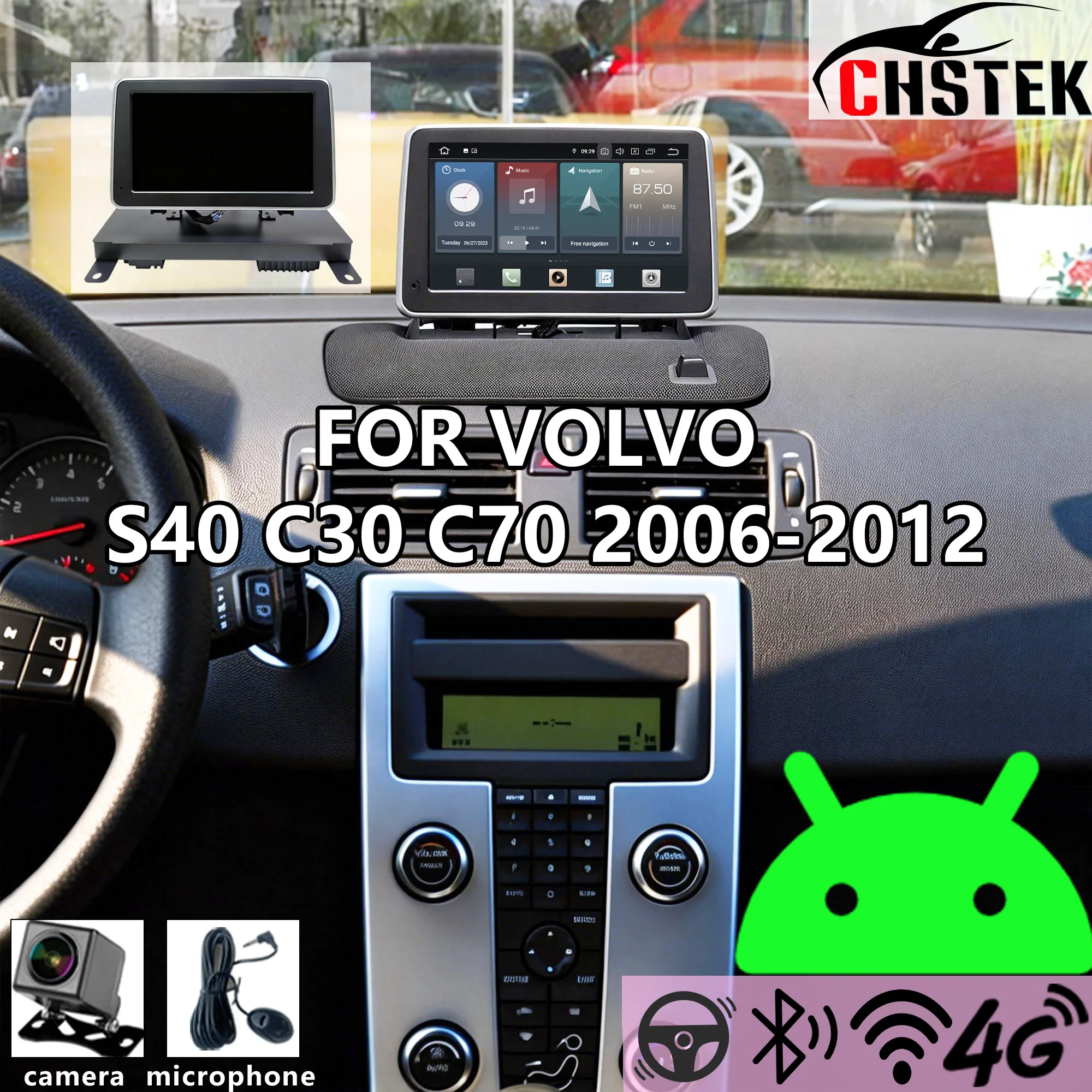 CHSTEK Car OEM For Volvo S40 C30 C70 2006-2012 Android System 4G Unit FM Wireless Carplay Navigation Bluetooth Auto Media Stereo