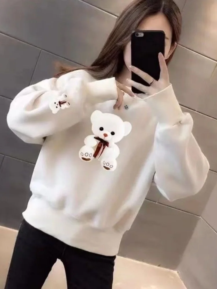 Fashionable Oversize Loose Thin Sweatshirt Women's Autumn Winter New Style Standard Fit Breathable Long Sleeve round Neck Top