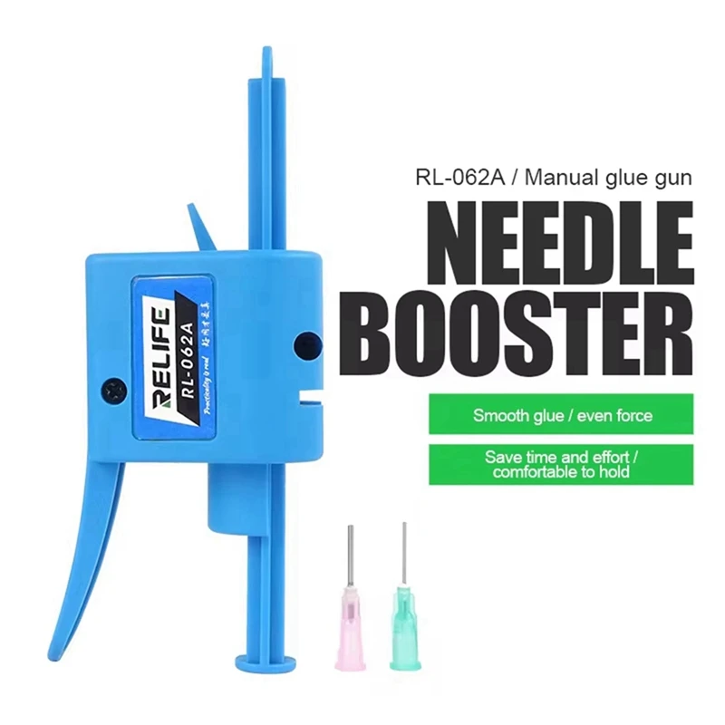 AT51-RELIFE RL-062A pistola de pegamento Manual 10Cc dispensador de flujo aceite de soldadura pasta de soldadura UV aguja Booster herramienta de empuje Universal