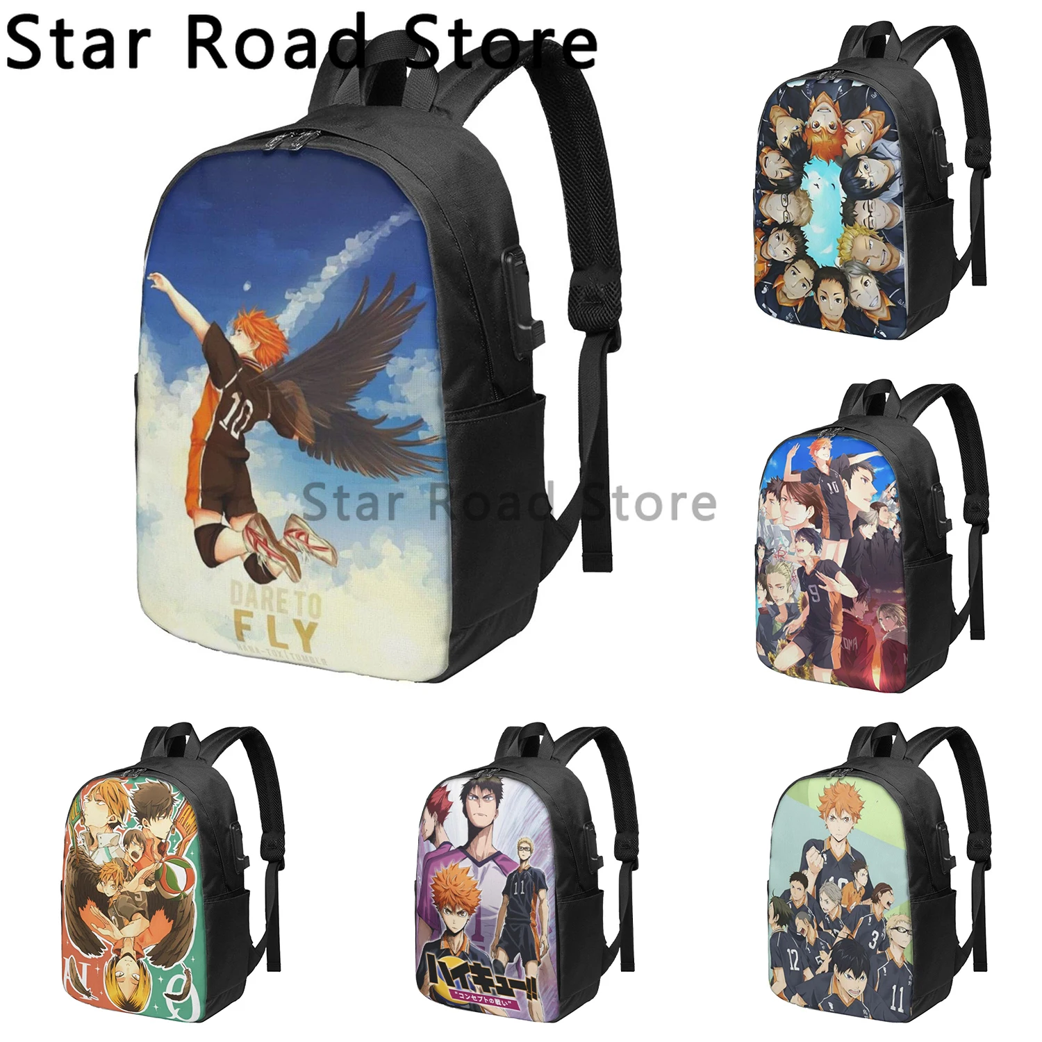 

Japan Anime Haikyuu Children's Backpack Boys Girls Cartoon Print Schoolbag Harajuku Students Anime Backpacks Back To School Gift