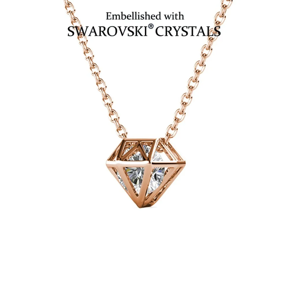 قلادة تاج Daisini على شكل ألماس مزينة بكريستال سواروفسكي مطلية بالذهب الوردي مجوهرات عصرية رائعة للمواعدة