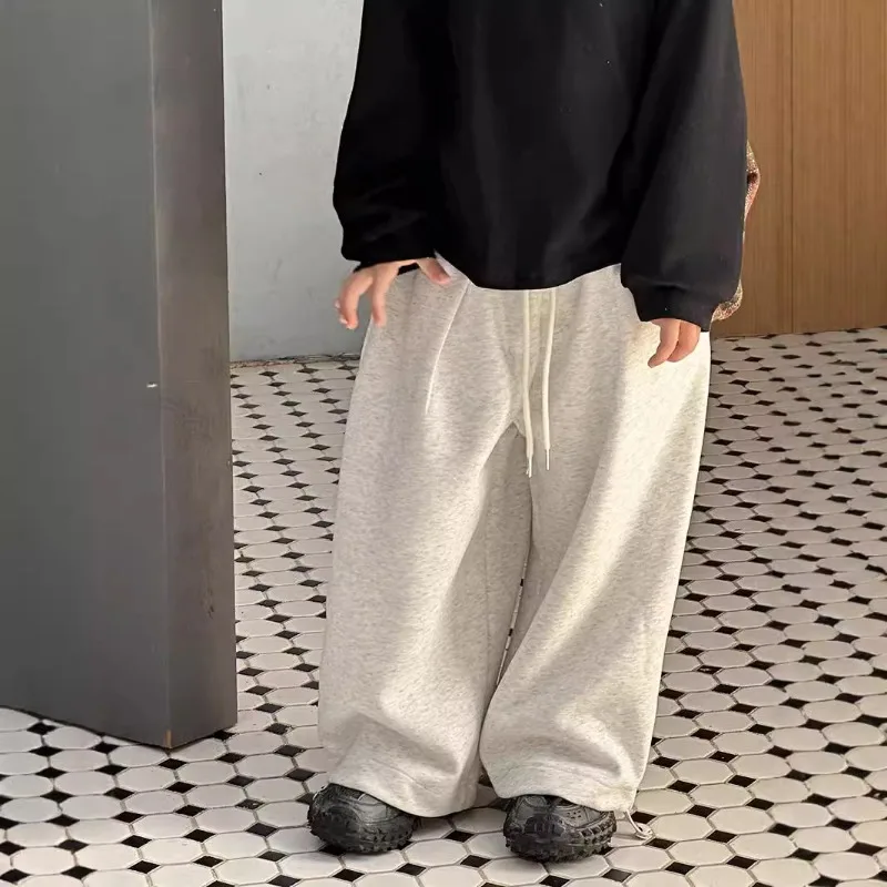 

Baby Girls Solid Color Loose Wide Leg Pants Straight Trousers Spring Fall Kids Sweatpants 2025 New Boys Sports Trousers
