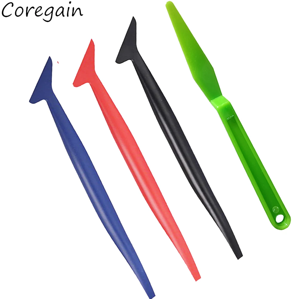 4Pcs/box Micro Squeegee Car Wrap Stick Gasket Vinyl Film Trimming Wrapping Soft Plastic Scraper Window Decal Auto Accessories