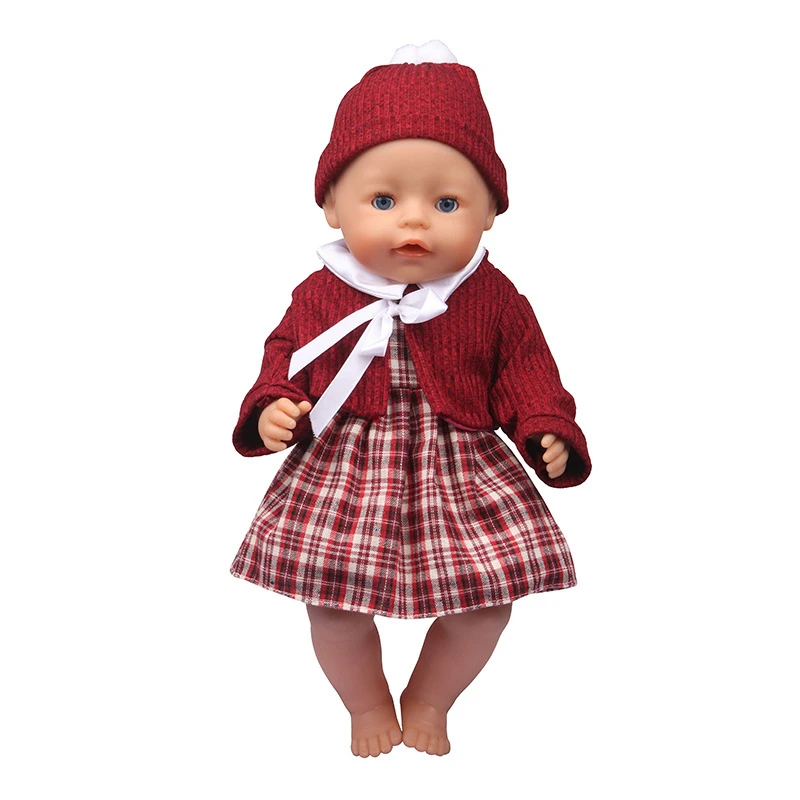 43 cm Doll Clothes Costume for 18 Inch Doll Warm Sweater with Hat Outfit for New Born Baby Doll Children Christmas Birthday Gift