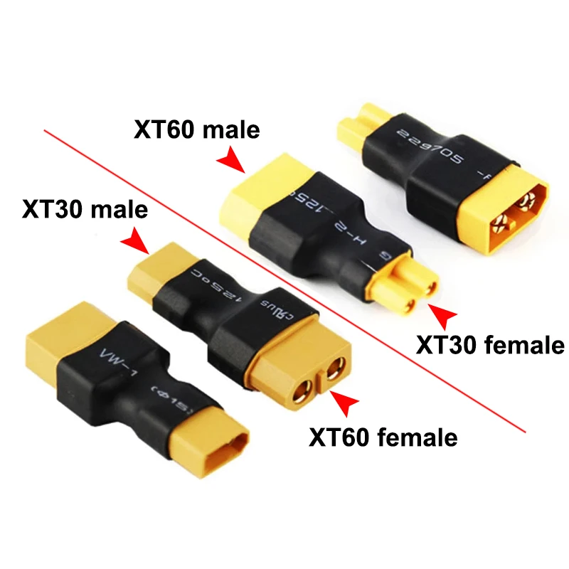 

4PCS Male / Female XT60 to XT30 Plug Female Male Adapter Converter Connector for FPV Drone RC Lipo NiMH Battery Charger ESC Part