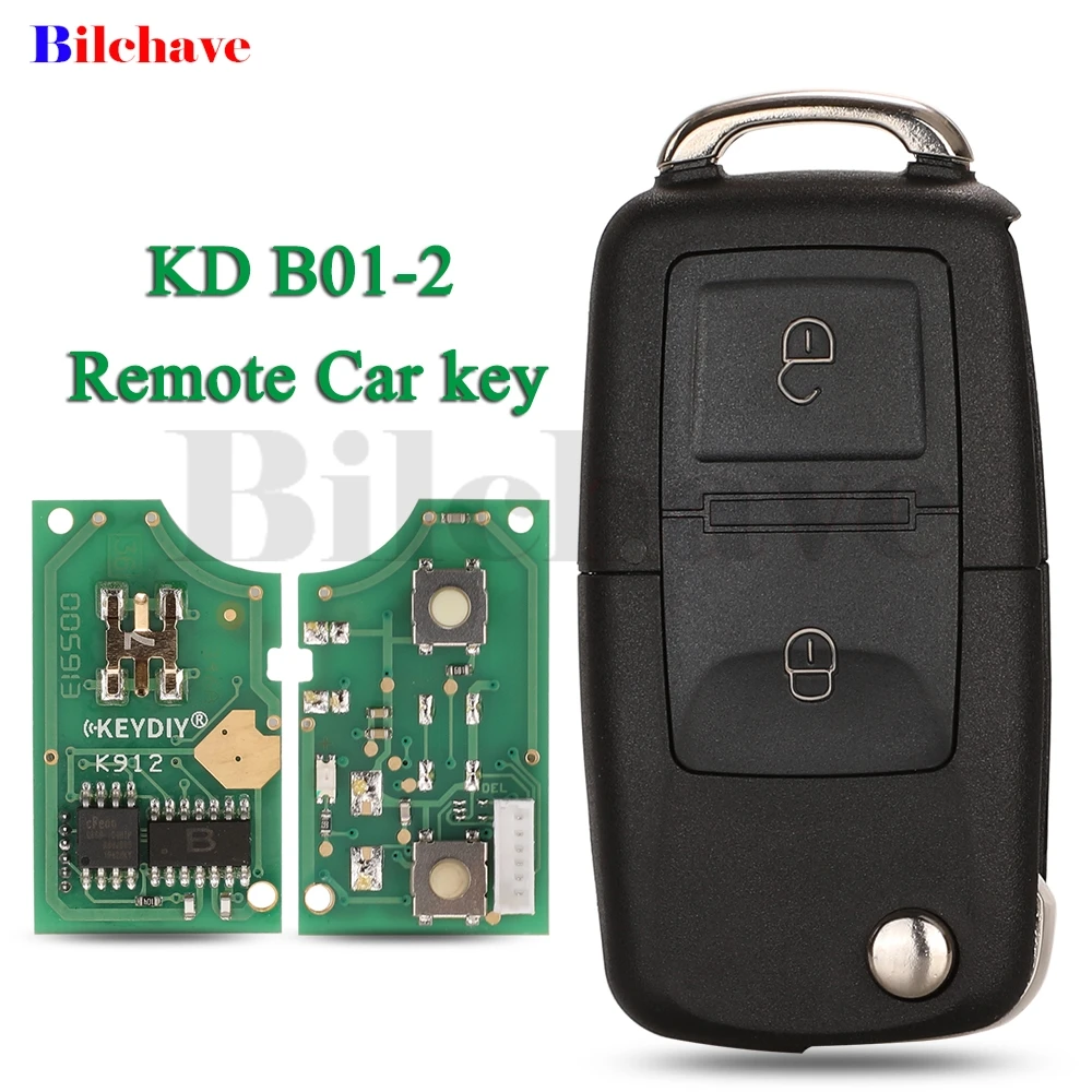 

Запасной ключ для автомобиля Jingyuqin с 2 кнопками, модель KD B01-2, для VW Volkswagen, совместим с устройствами KD900 (KD200) (1 шт.)