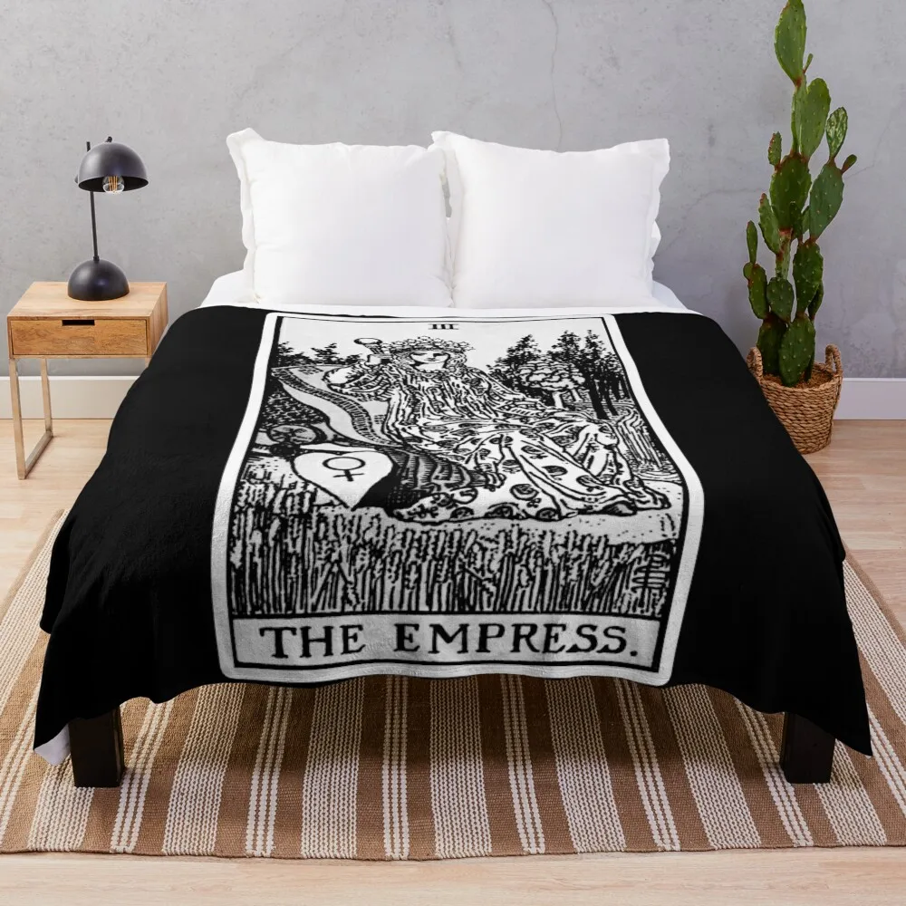 III. The Empress Tarot Card Black and white Throw Blanket Sofa Throw Blanket Hair Blanket Luxury Throw Blanket Soft Plaid