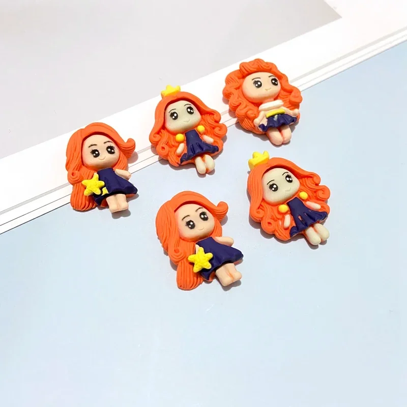 10Pcs/lots Clay 3D Girls Crafts Rainbow Cartoon Flatback Planar Resin Bow Materials DIY Arts Crafts Sticker Accessories