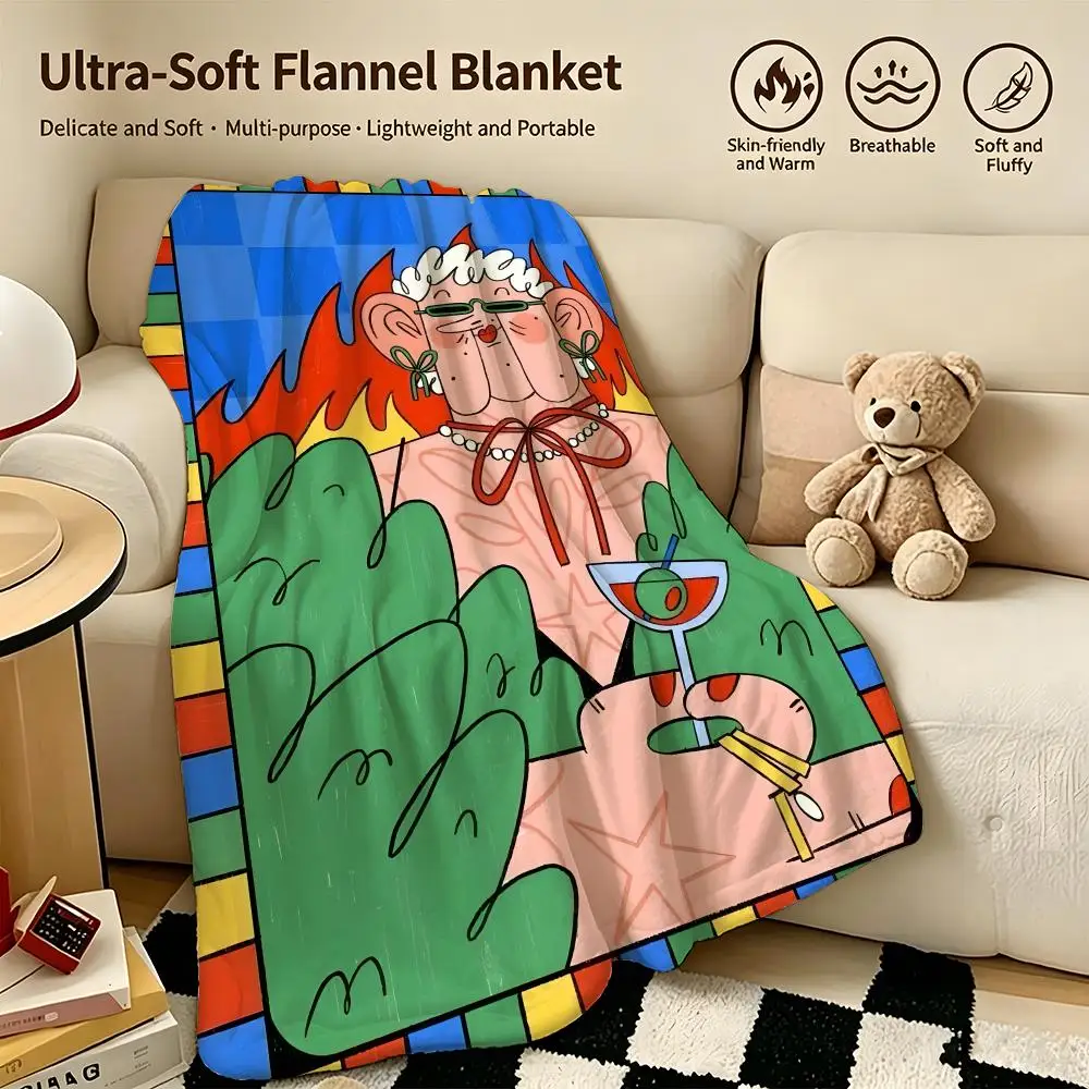 artist M-Malen Pazos-s Throw Warm Soft Flannel Blanket, Multi-use for Sofa Bed Camping Travel Nap