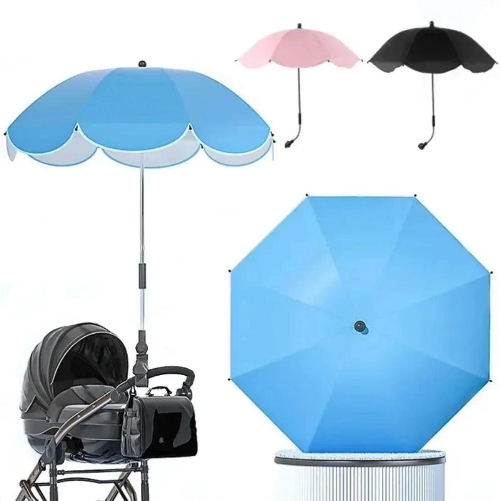 Parasol de poussette réglable avec pince, imperméable, anti-UV, pare-soleil, cadre durable, portable