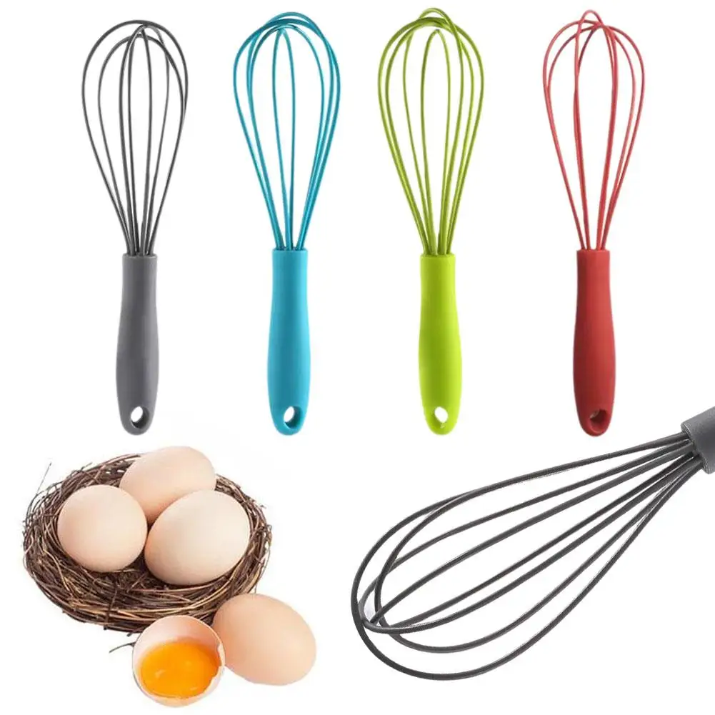 Mini Silicone Egg Whisk Handheld Whipped Cream Foam Silicone Egg Portable Blender Maker Anti-Slip Egg Whisker K7Y1