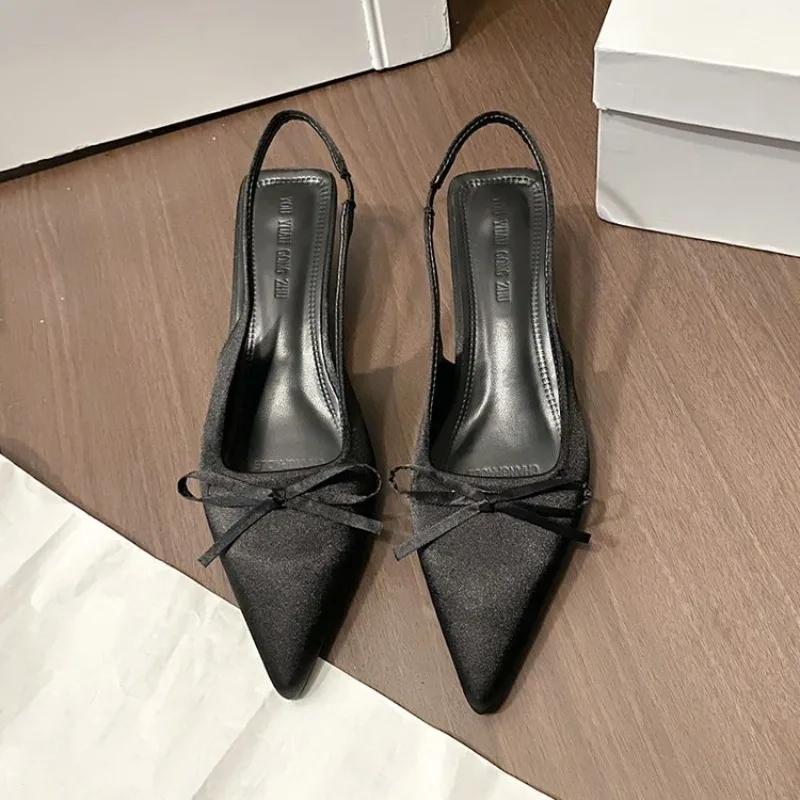 Satin Pointed Toe High Heeled Sandals Women Summer New Sexy Thin Heels Slingback Shoes Bow Elegant Party Dress Shoes Women Pumps image 2