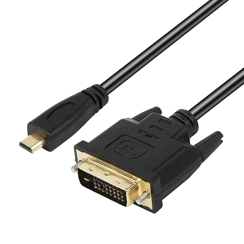 Gold-Plated Micro HDMI-compatible to DVI-D 24+1 Cable - 1080P 60Hz for Tablet/Camera/Notebook to DVI Display