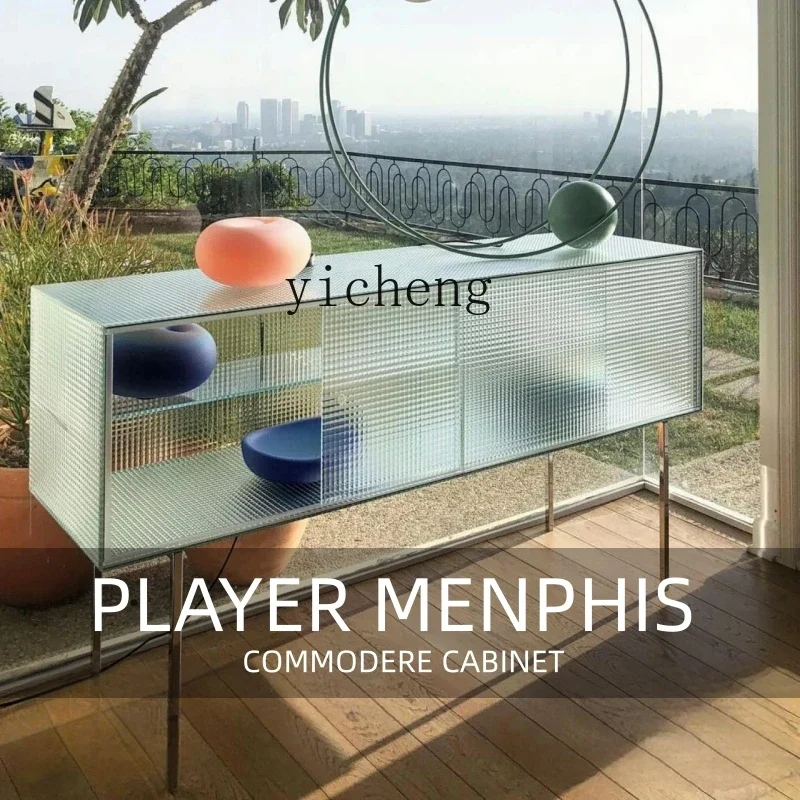 ZC minimalist glass side cabinet shelf light luxury entrance storage cabinet modern simple living room wall locker