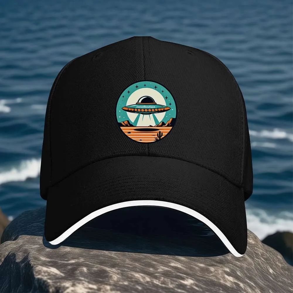 UFO Alien Spaceship Desert Scene Baseball Cap Unisex Adjustable Polyester Outdoor Cap