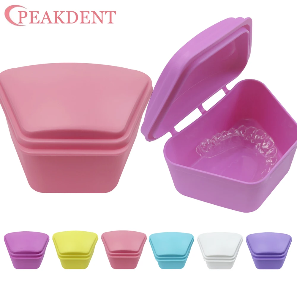 Oral Trapezoid Orthodontic Retainer Storage Box Denture Box Tray Case Plastic Teeth Container False Teeth Protective clean box