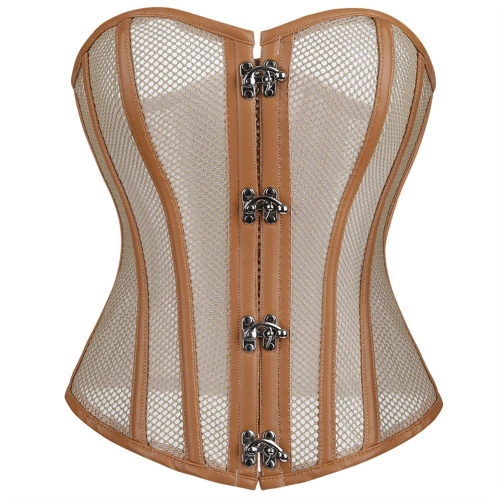 

Женский готический сетчатый дышащий корсет цвета хаки, сексуальный корсет для похудения, бюстье без бретелек на шнуровке, топ