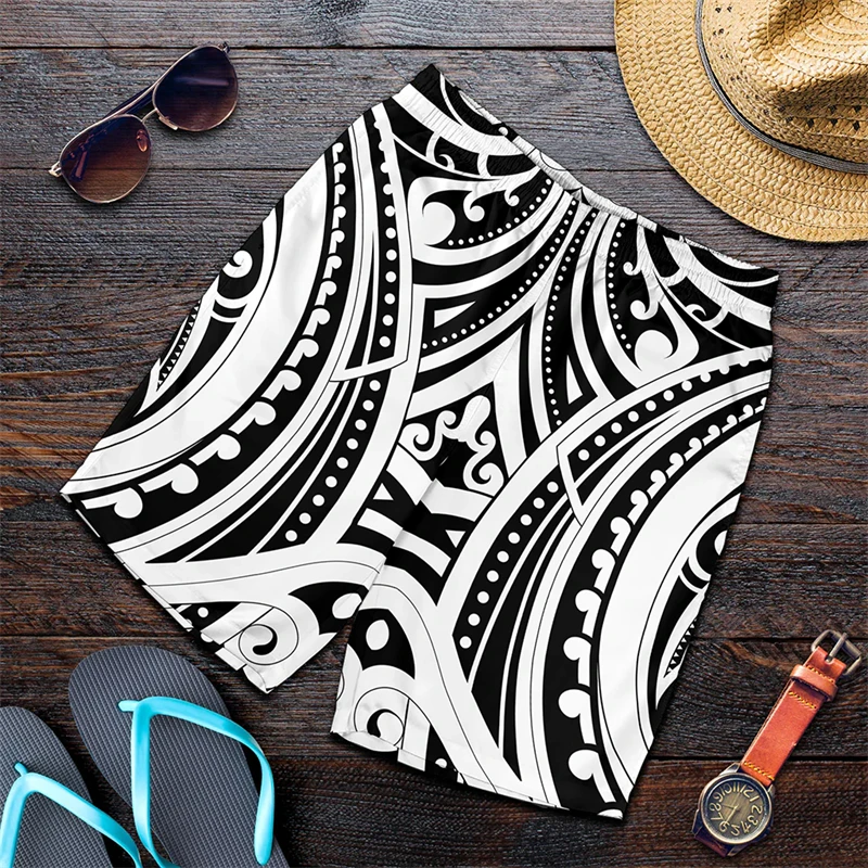 New Men's Summer Shorts Loose Fashion Shorts 3D Printing Casual Maori Ethnic Pattern Harajuku Trunks Sports Quick Drying Shorts