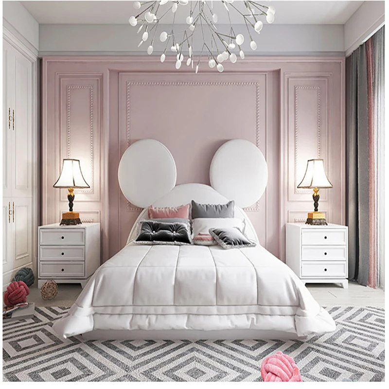 1.5m Child Bed   American Style Modern Simple Ins Creative Mickey Mouse Girl Princess Bedroom Home Furniture