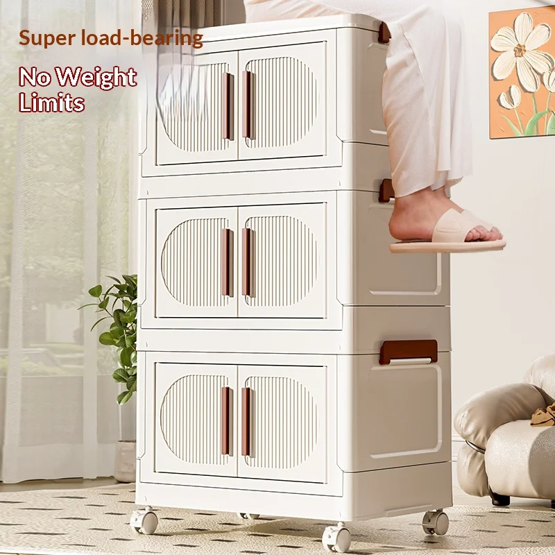 

Folding Storage Cabinet Living Room Toy Organizer Dresser Chest Kitchen Pantry Multipurpose Drawer Storage Furniture Home