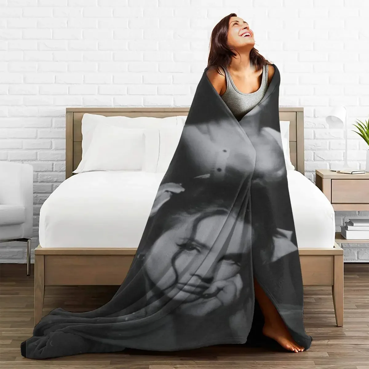 

Lana Del Rey Baby Blanket Plaid Flannel Sofa Cover Textile Decor Retro Collage Lightweight Throw for Bed Travel Bedspreads