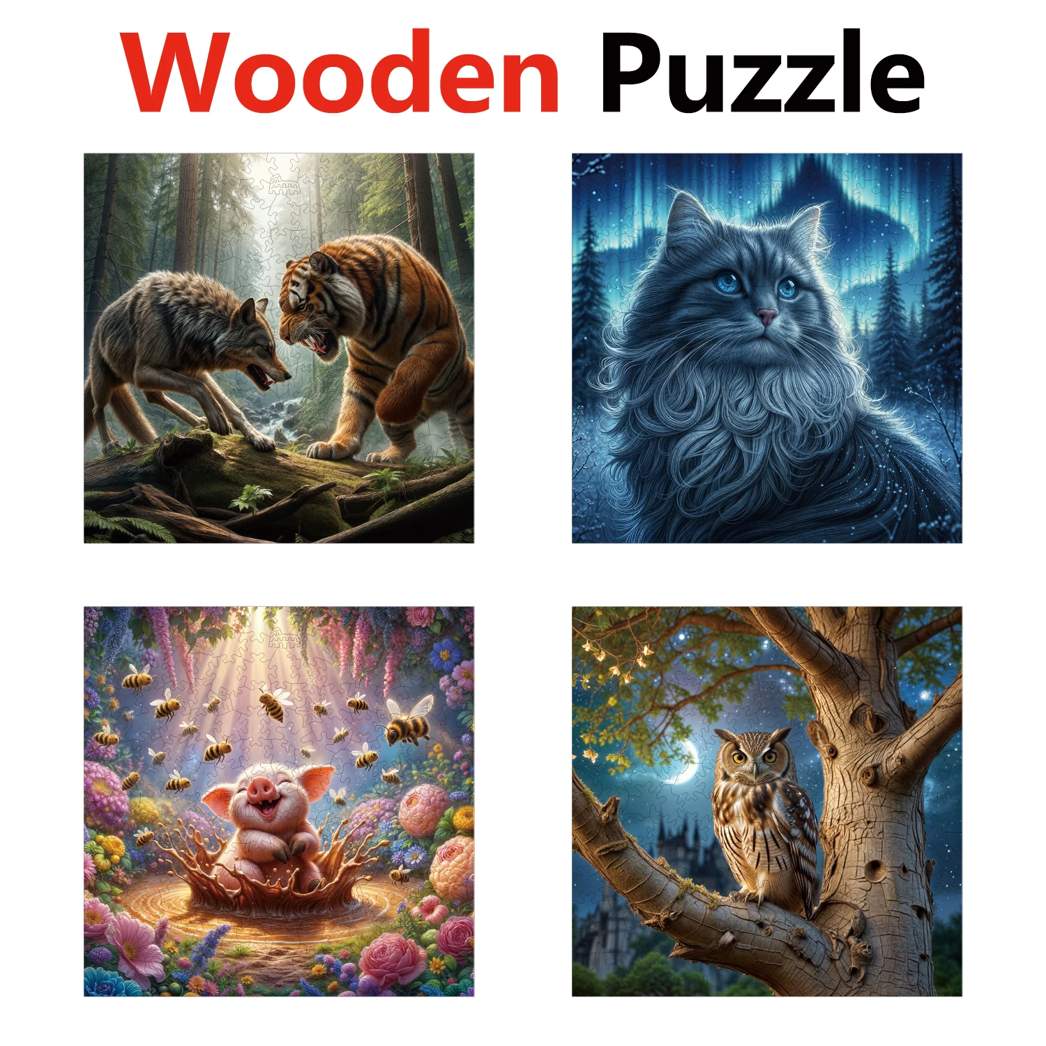 

Pig owl tiger Animal Puzzles High Quality Jigsaw Puzzle Wooden Puzzle Best Christmas Gift