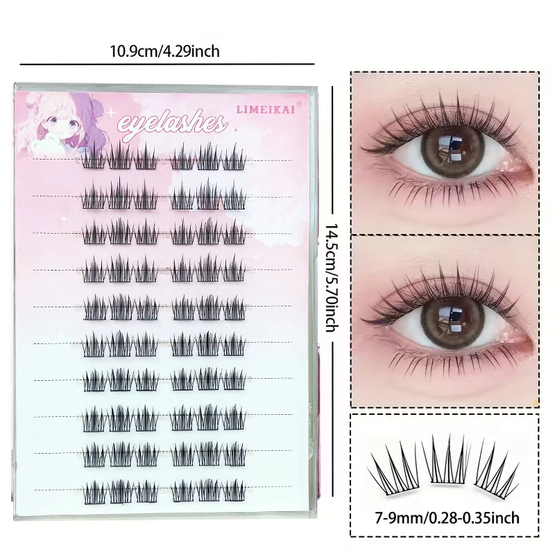 Ciglia finte senza colla per ragazza vibrante, fai da te a grappolo singolo, volume quotidiano trasparente naturale, ciglia di simulazione per principianti