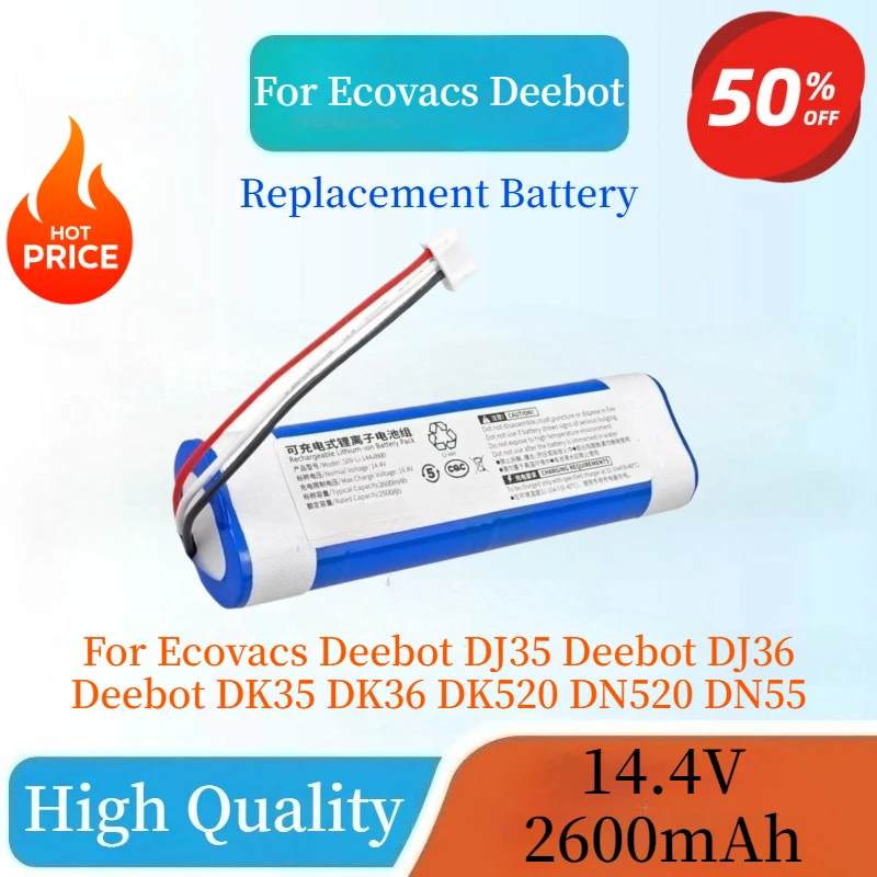 High Quality 14.4V 2600mAh Replaceable Battery For Ecovacs Deebot DJ35 Deebot DJ36 Deebot DK35 DK36 DK520 DN520 DN55