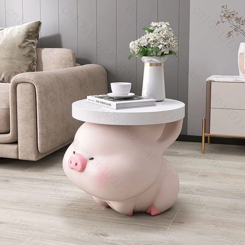 

Modern Pig Statue Artistic Home Decor with Storage Tray for Living Room Decorative Sculpture Versatile Figurine Accent Table
