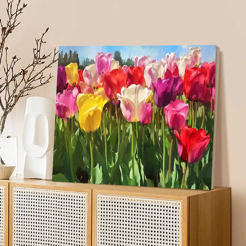

Картина по номерам тюльпан DIY ручная роспись маслом холст раскраска уникальный подарок украшение дома