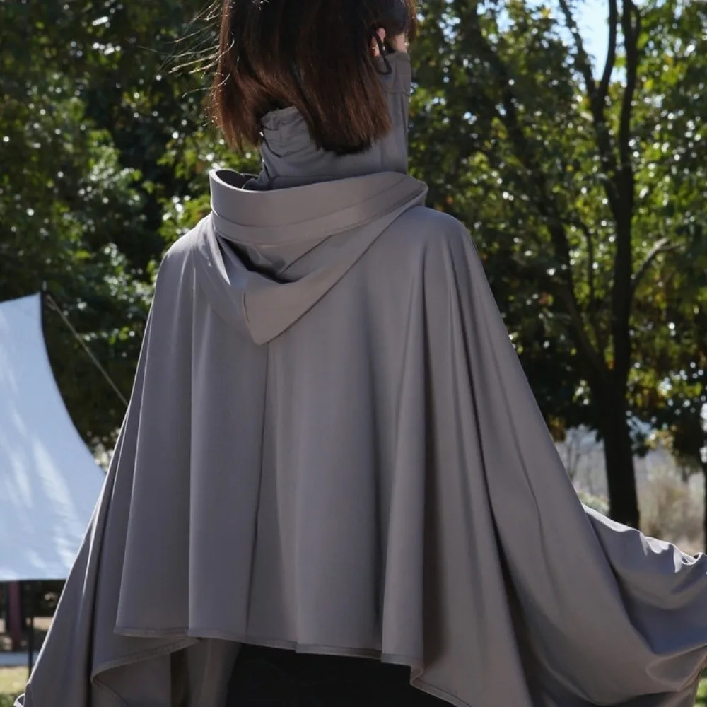 

Solid Color 3 in 1 Sunscreen Hoodie Thin UV Protection Facemask Hat Sunscreen Shawl Loose Fit Waterproof Summer Ice Silk Cape