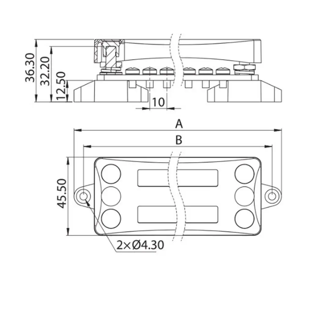 Bus Bar Electrical Terminal 6 Terminals Bars 4 Studs Heavy Duty