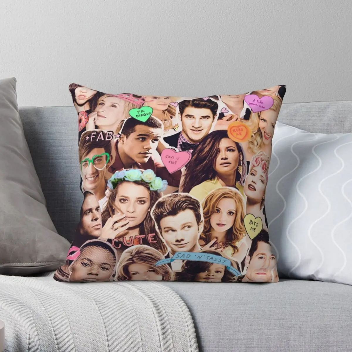 

Glee Cast Collage Square Pillowcase Polyester Linen Velvet Creative Decorative Throw Pillow Case Sofa Cushion Case Wholesale 18"