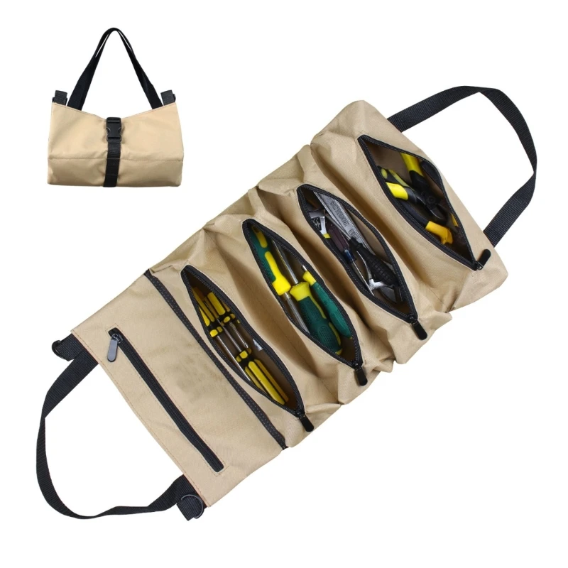 Aufrollbare Werkzeugtasche, Schraubenschlüsselrolle, Werkzeug-Organizer-Eimer aus Segeltuch, Auto-Erste-Reparatur-Set.