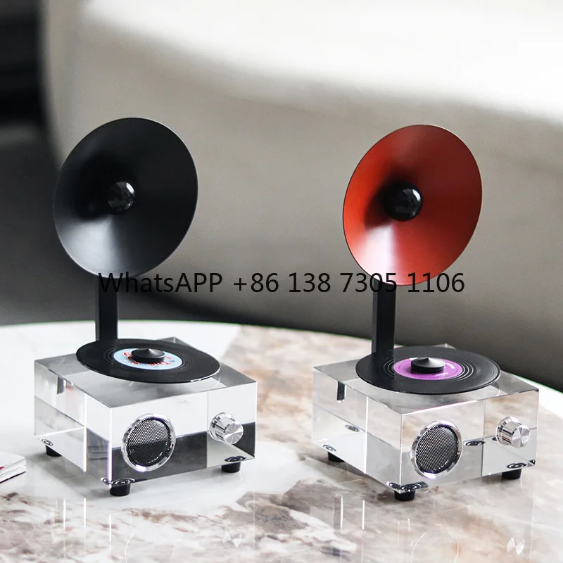 

Nordic light luxury crystal horn record player phonograph art decorationornament exhibition hall sales office model room jewelry