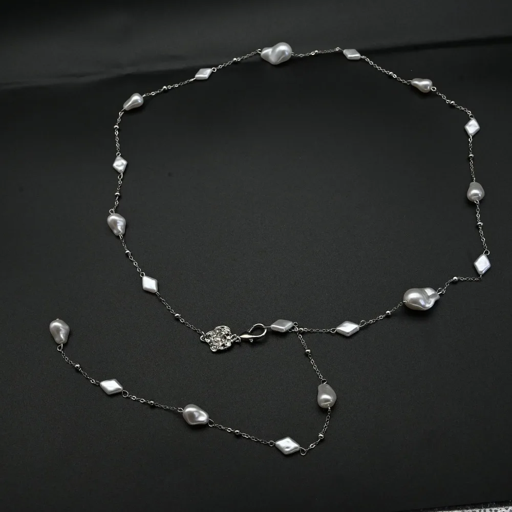 Fashion Adjustable Baroque Waist Chain Rose Imitation Pearl Alloy Belly Chain Sexy Flower Dress Belt Chains Women