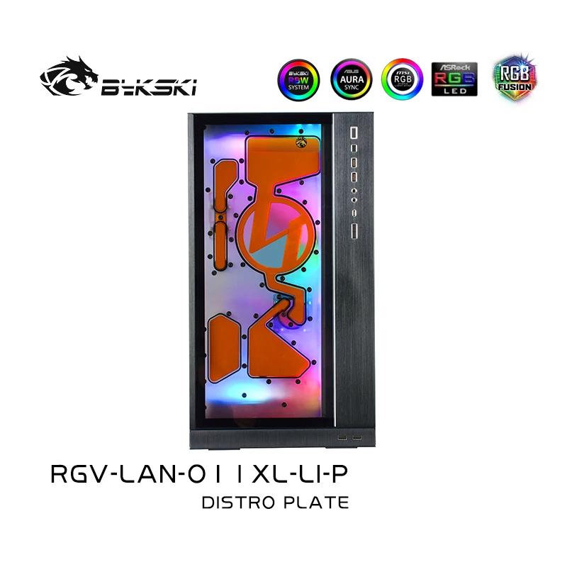 Bykski distro placa para lian LI-ROG o11 dinâmico xl, kit de placa de água para a solução de circuito de refrigeração do painel frontal, RGV-LAN-O11XL-LI-P