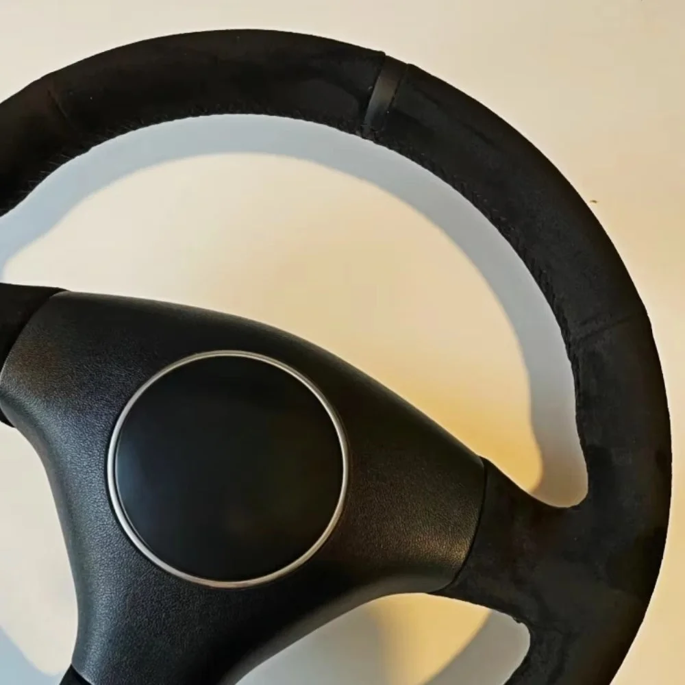 Hand Stitched Breathable Suede Leather Steering Wheel Cover For Audi A4 B6 2002 A3 3-Spoke 2000 2001 2003 Car Accessories
