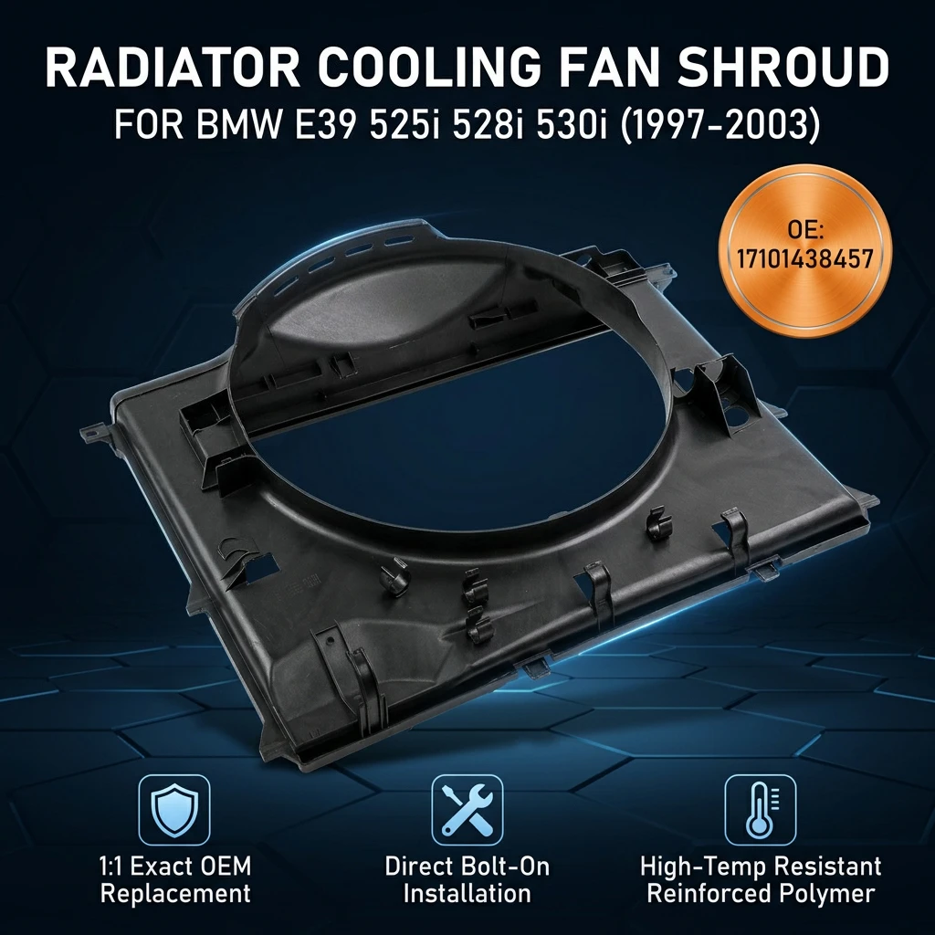 New For BMW E39 525i 528i 530i 1997-2003 Radiator Cooling Fan Plastic Shroud 17101438457