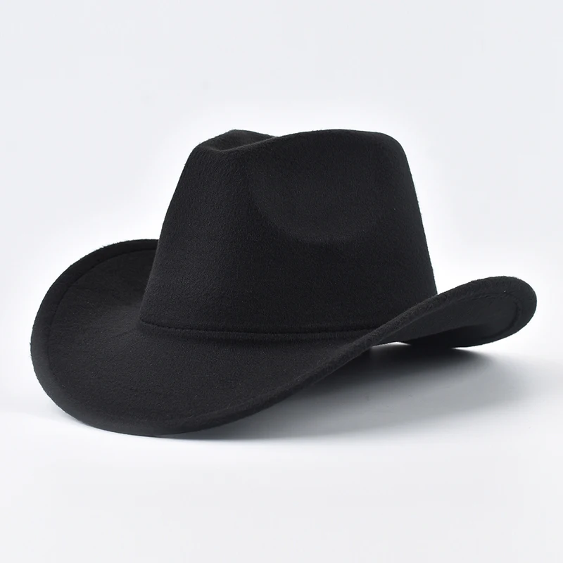

3 Size Unisex Western Cowboy Hat Vintage Roll Brim Felt Hat Suitable for Daily Casual Wear, Western Cowboy Party, Bar Cowboy