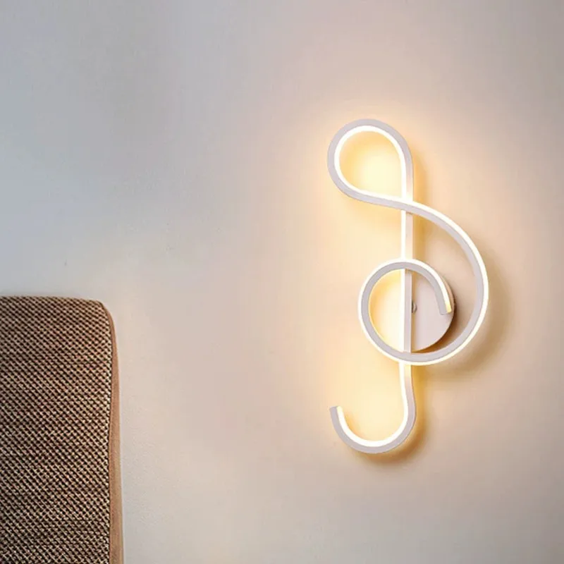 Modern indoor led wall lamp  Music symbol pattern Bedroom living room wall lights decorated black wall lights decoration