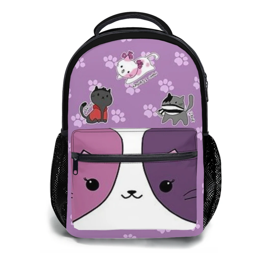 Aphmau mochila escolar de gato para niños, mochila de estudiante de gran capacidad, mochila de estudiante de secundaria de dibujos animados, 17 pulgadas