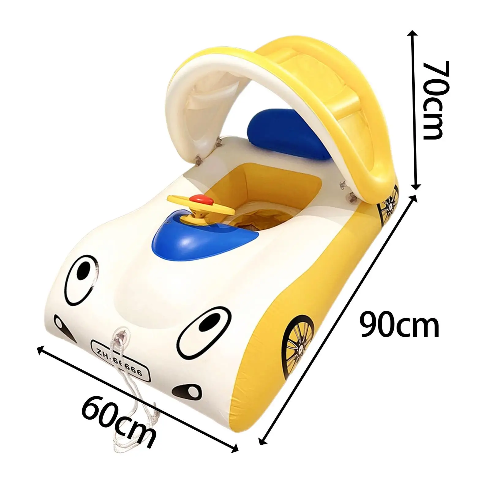 Sunshade Rings Car with Steering Wheel Canopy Swim Tube Rings Baby Pool Floats for Party Bathing Beach Summer Surfing