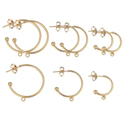 10pcs/lot Stainless Steel Gold Plated C Shape Earring Hooks Posts Earrings Back Ear Rings for DIY Jewelry Making Supplies Craft